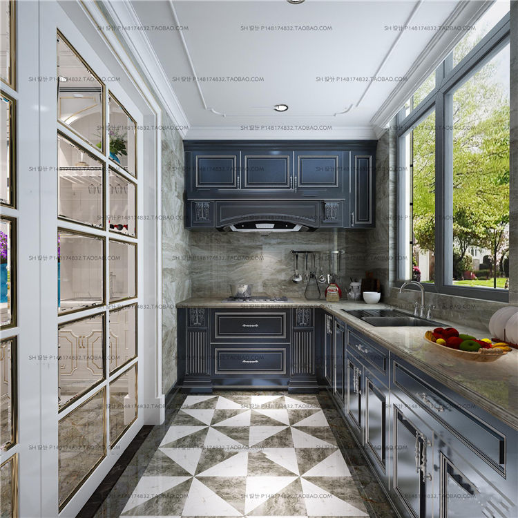 欧式敞开式厨房3D模型ID：325921.jpg