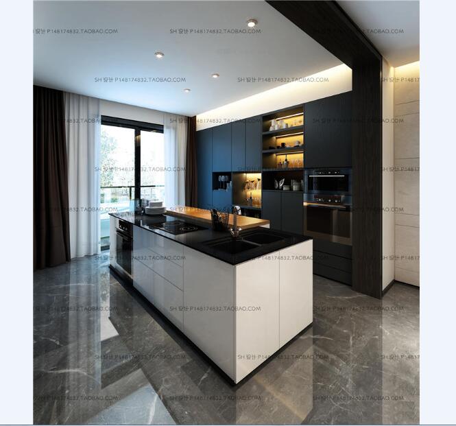 现代厨房橱柜餐厅组合3D模型ID：251970.jpg