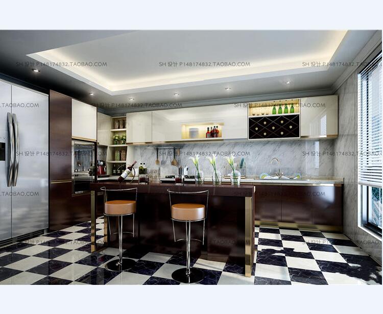 现代橱柜吧台组合3D模型ID：397242.jpg