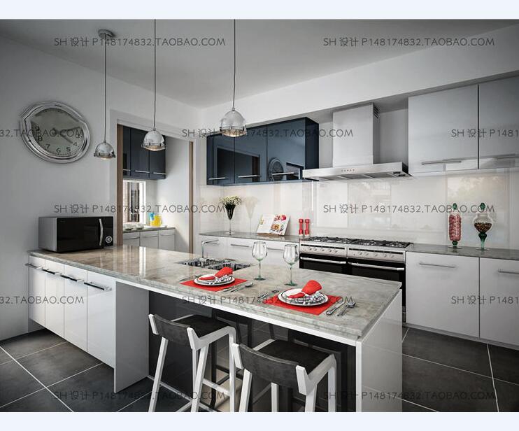 现代简约厨房厨柜3D模型ID：288502.jpg