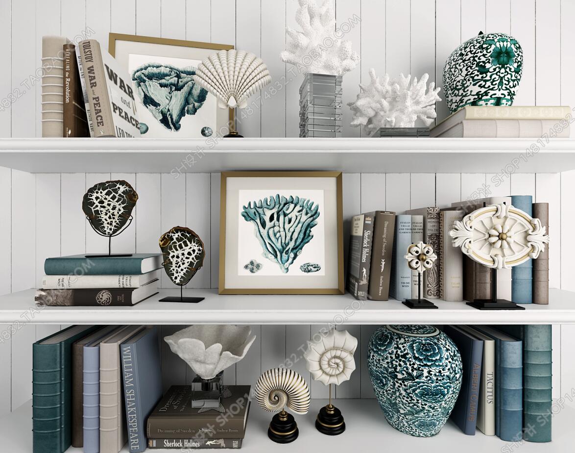 现代书籍海洋元素饰品摆件3D模型ID：334019.jpg