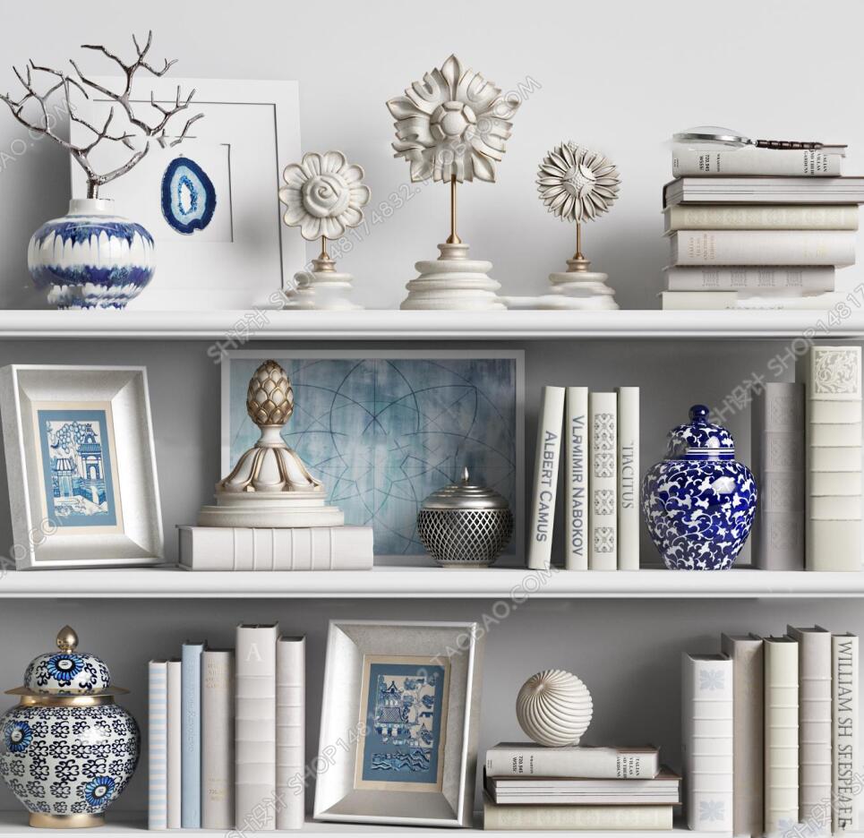 现代陶瓷书籍摆件组合3D模型ID：324859.jpeg