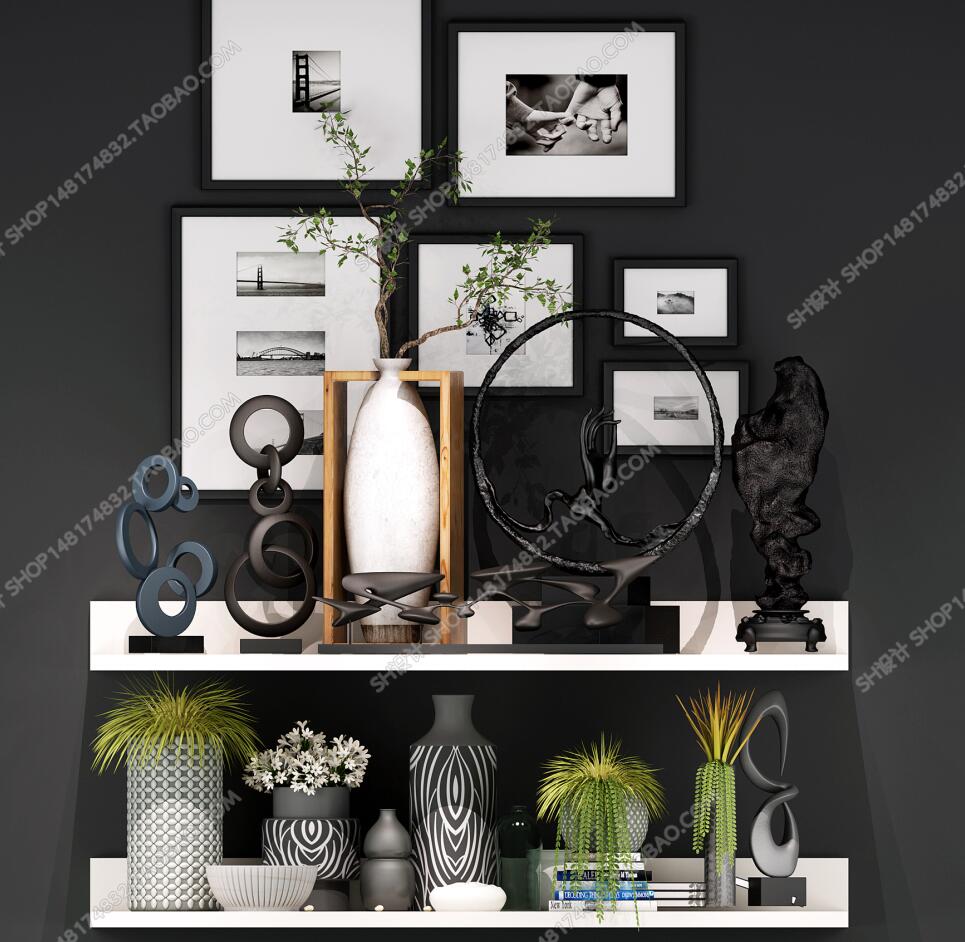 现代置物架摆件组合3d模型ID：366206.jpg
