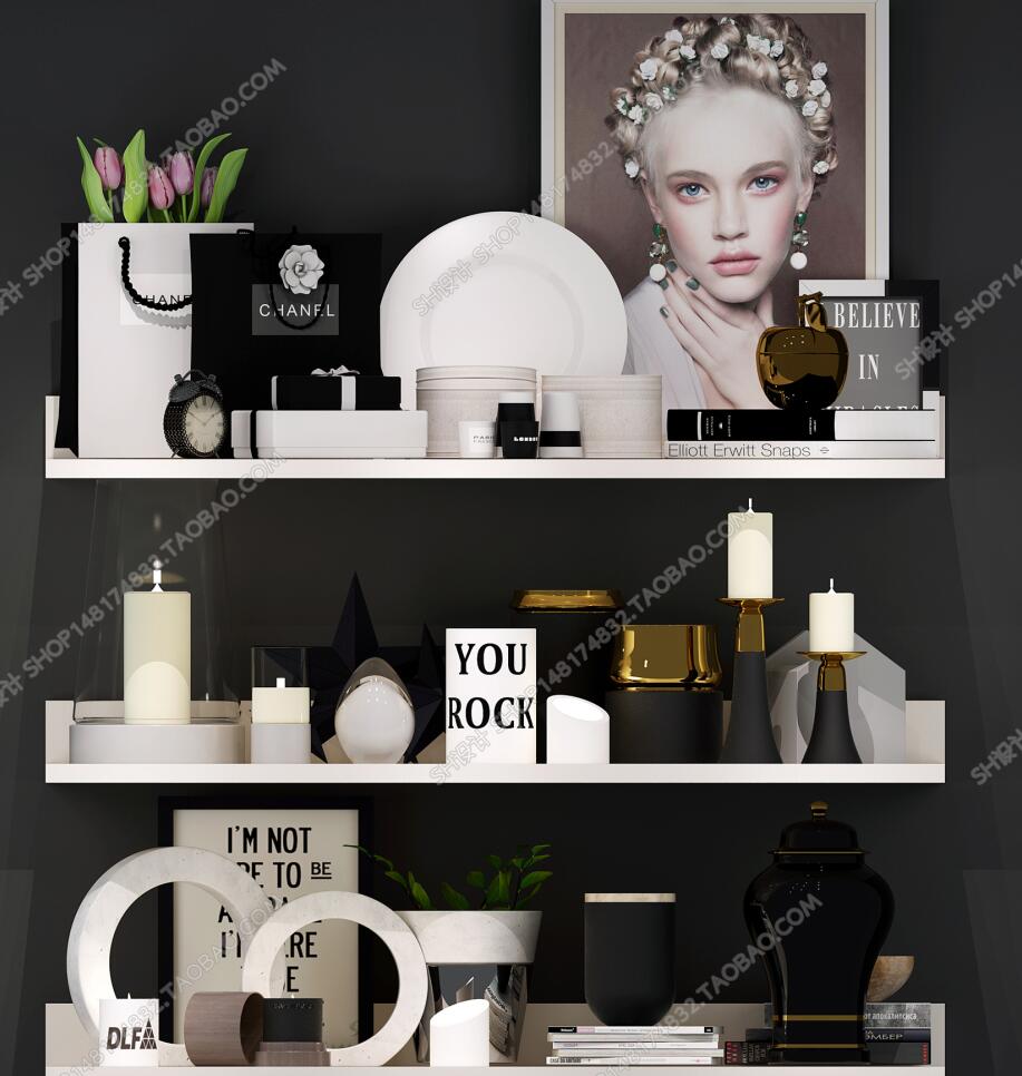 现代置物架装饰品组合3d模型ID：365762.jpg