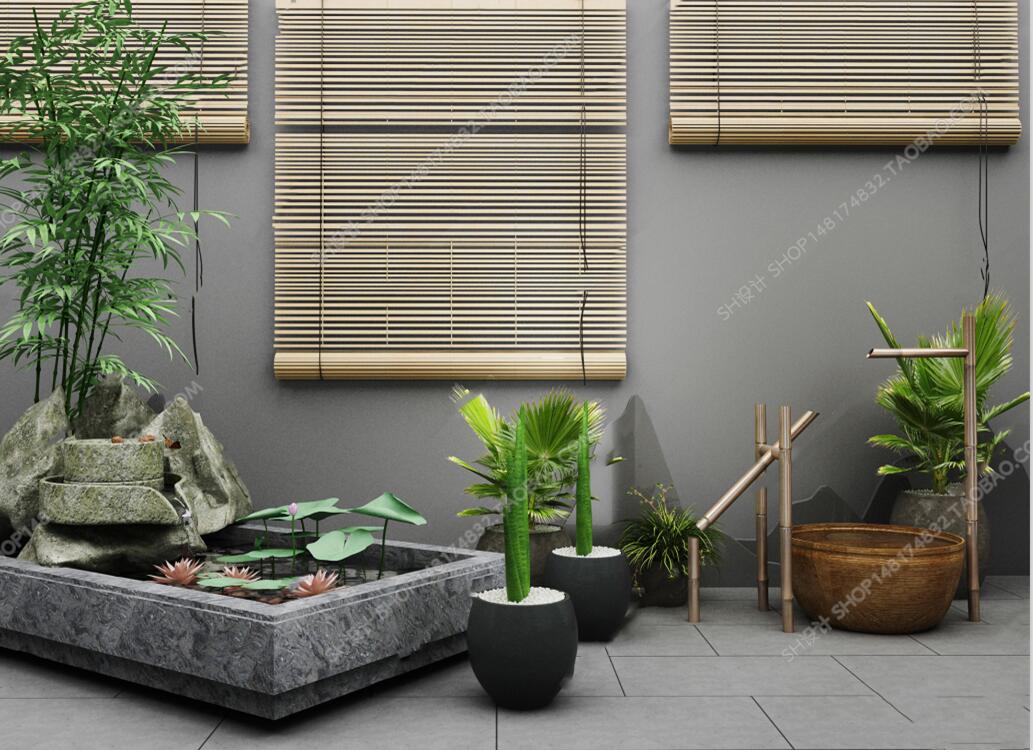 新中式荷花水塘盆栽摆件组合3D模型ID：439846.jpeg