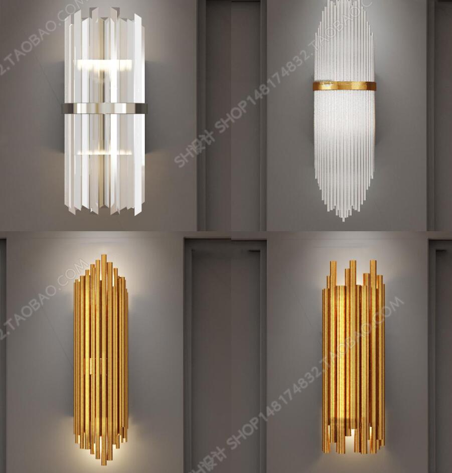 现代金属水晶壁灯组合3D模型ID：349217.jpeg