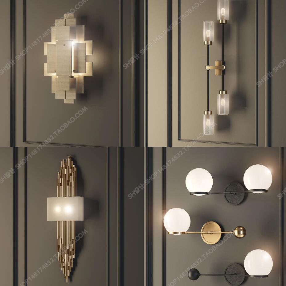 现代时尚壁灯组合3D模型ID：376736.jpeg