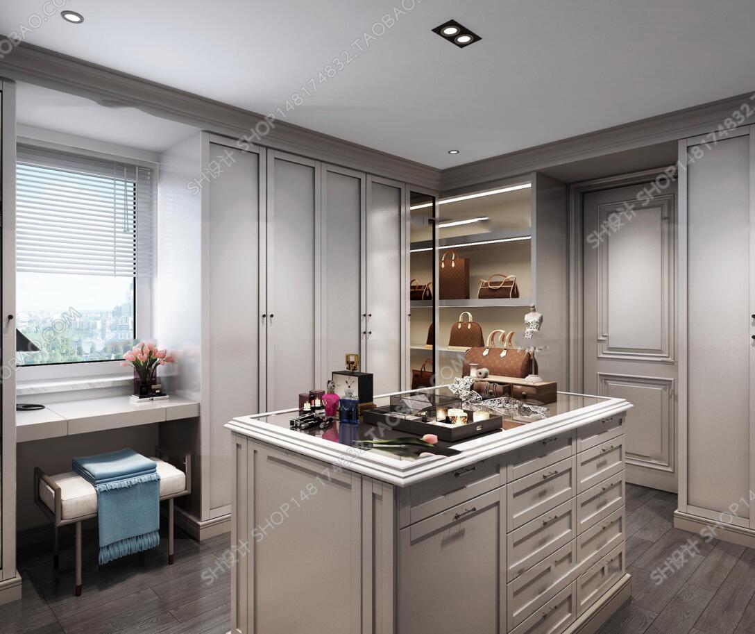 简欧灰调衣帽间3D模型ID：297918.jpeg