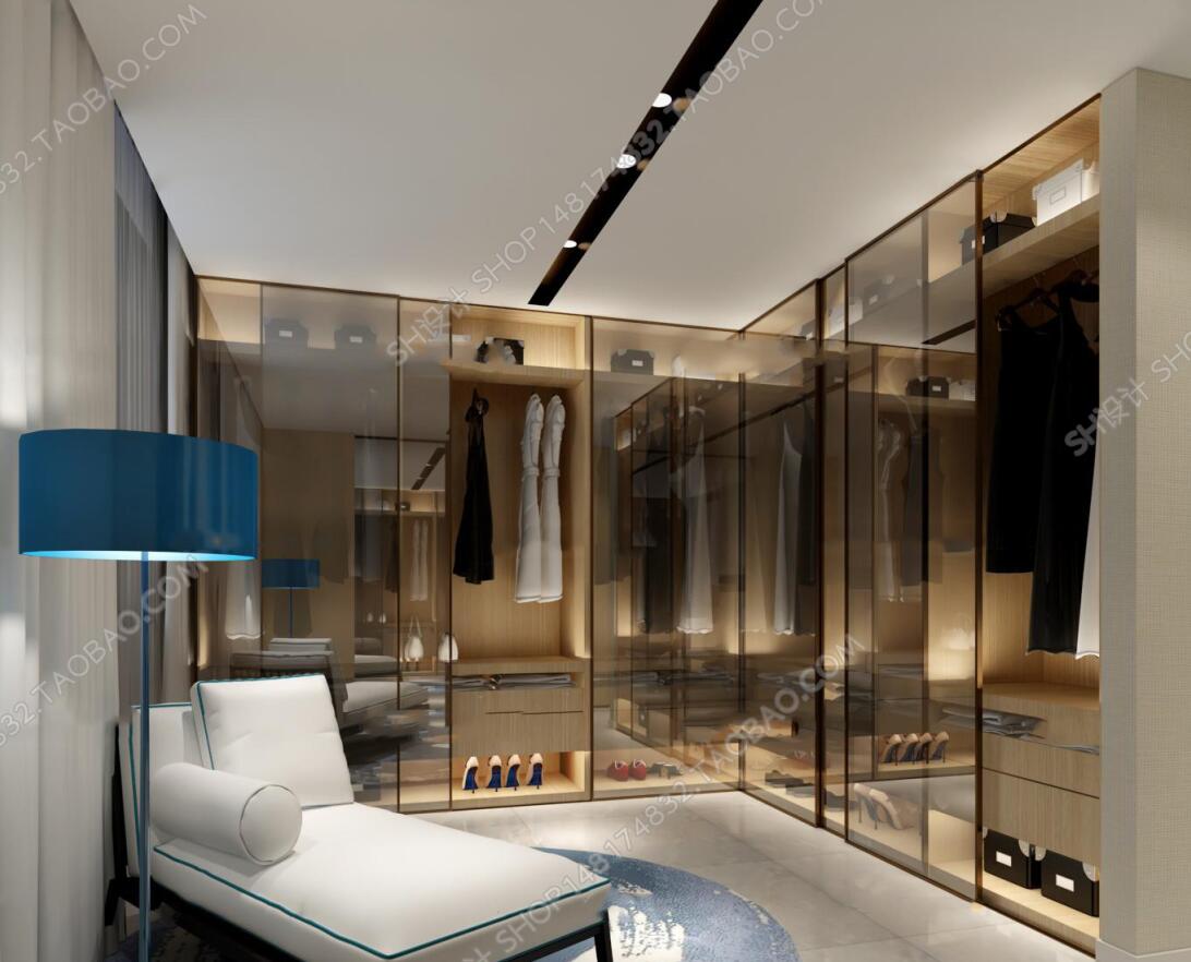 现代玻璃衣帽间3D模型ID：312323.jpeg