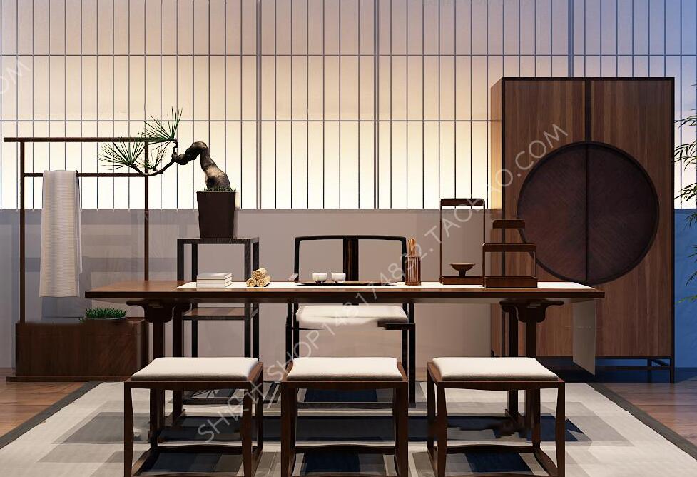 新中式茶室泡茶桌椅摆件3D模型ID：268958.jpg