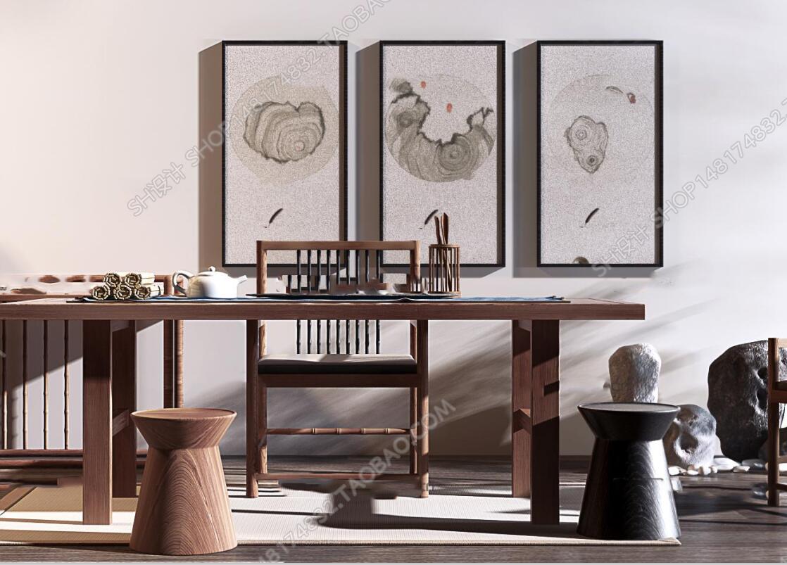 新中式泡茶桌椅组合3D模型ID：332896.jpeg