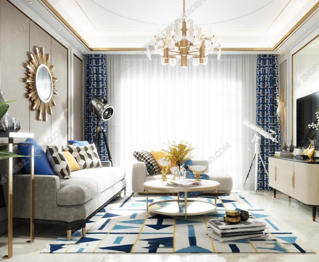 后现代客厅餐厅3D模型ID：417004.jpeg