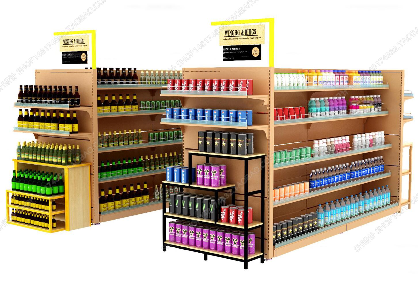 现代酒水超市货架3D模型ID：362584.jpeg