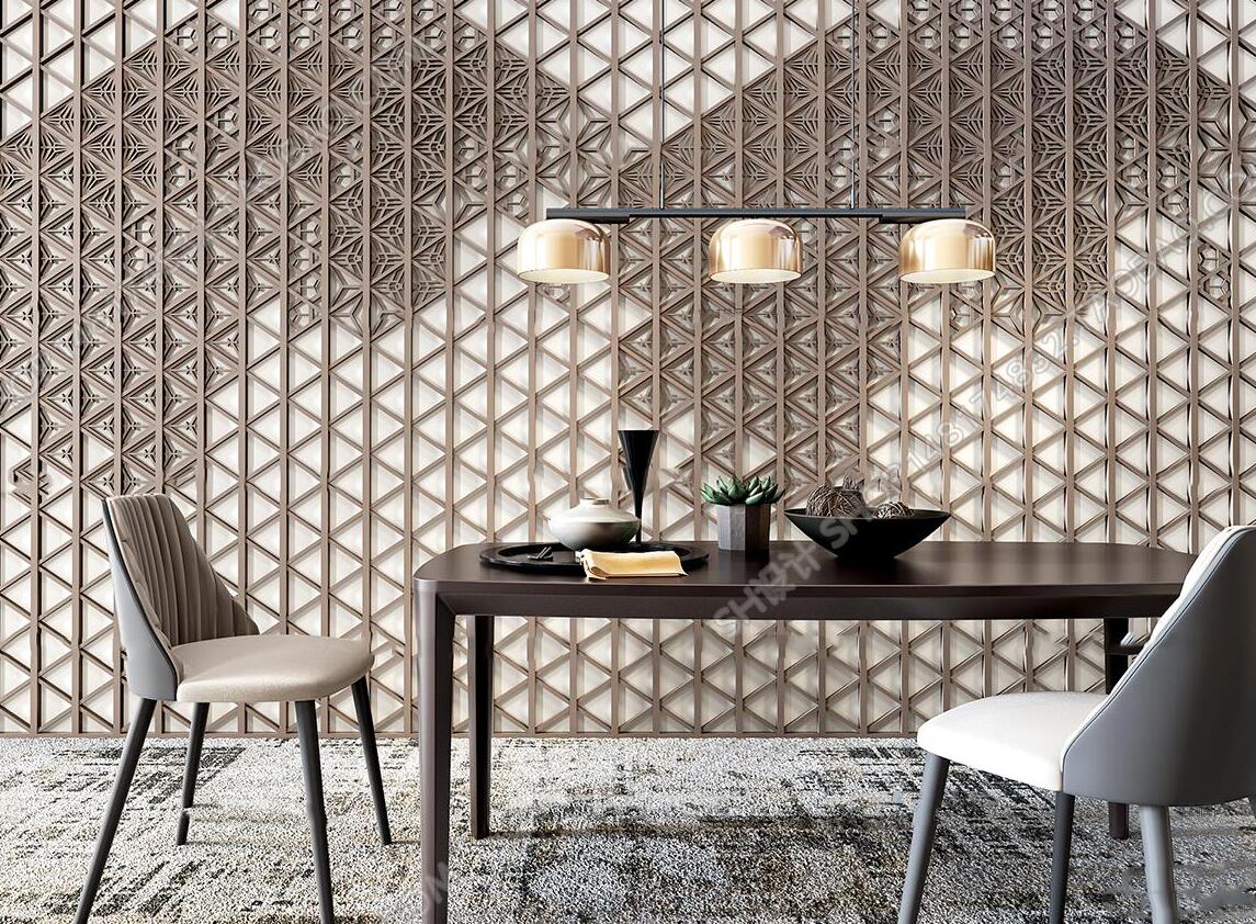 现代餐桌椅吊灯背景墙组合3D模型ID334927.jpeg