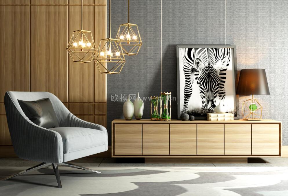 北欧电视柜沙发椅饰品组合3D模型ID：229556.jpg