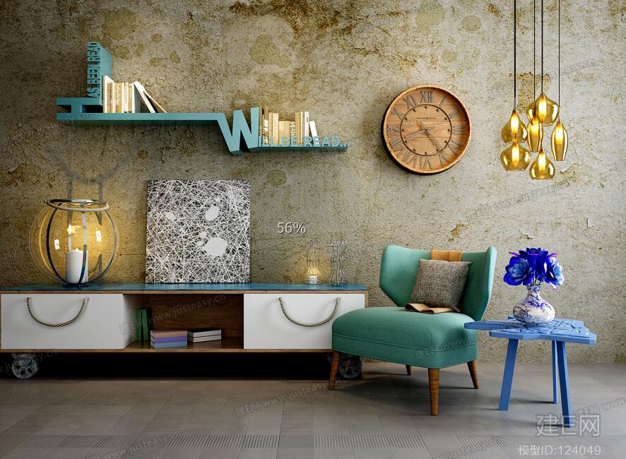 北欧工业风电视柜椅子组合[模型ID124049].jpg