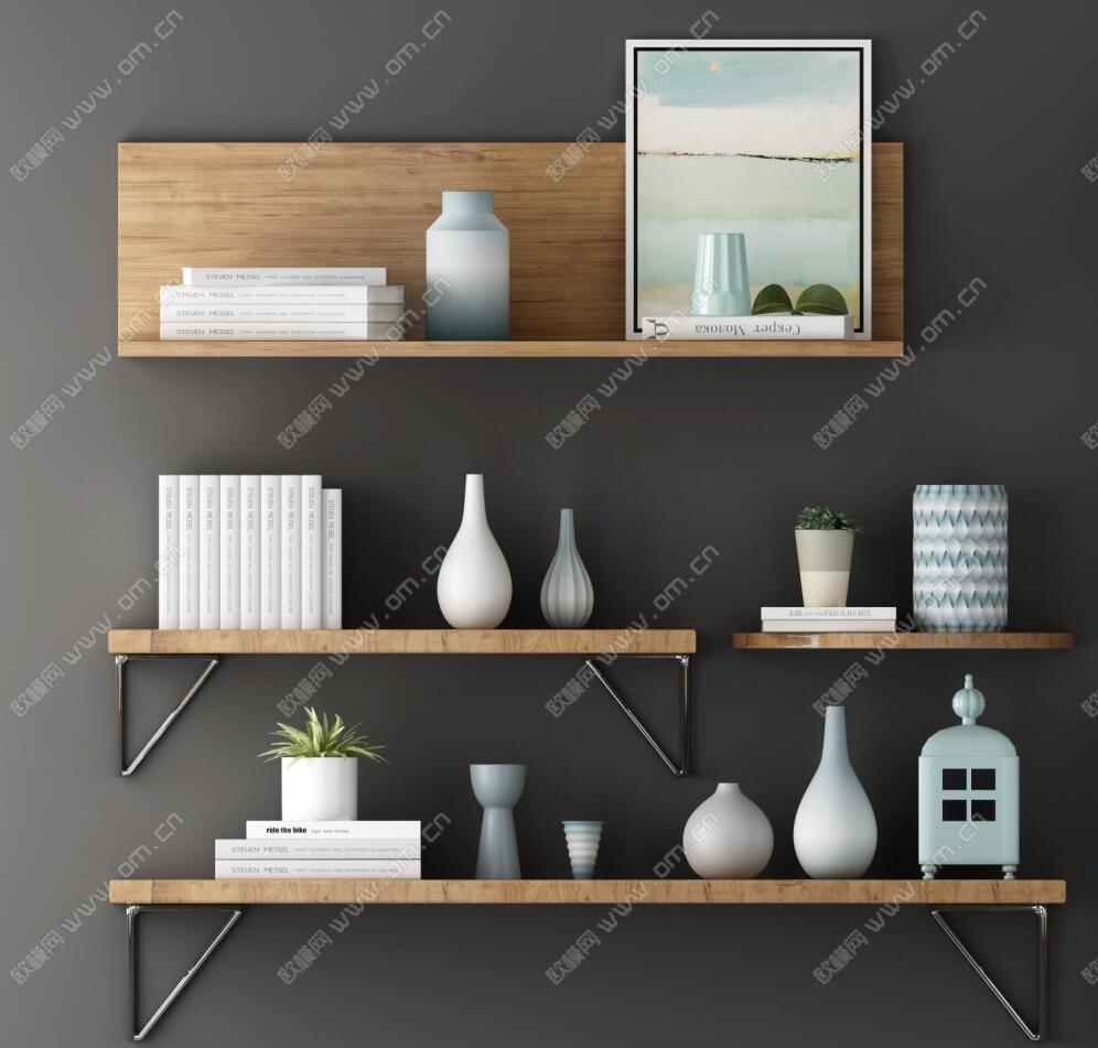 北欧装饰架书籍摆件组合3D模型ID：448122.jpeg