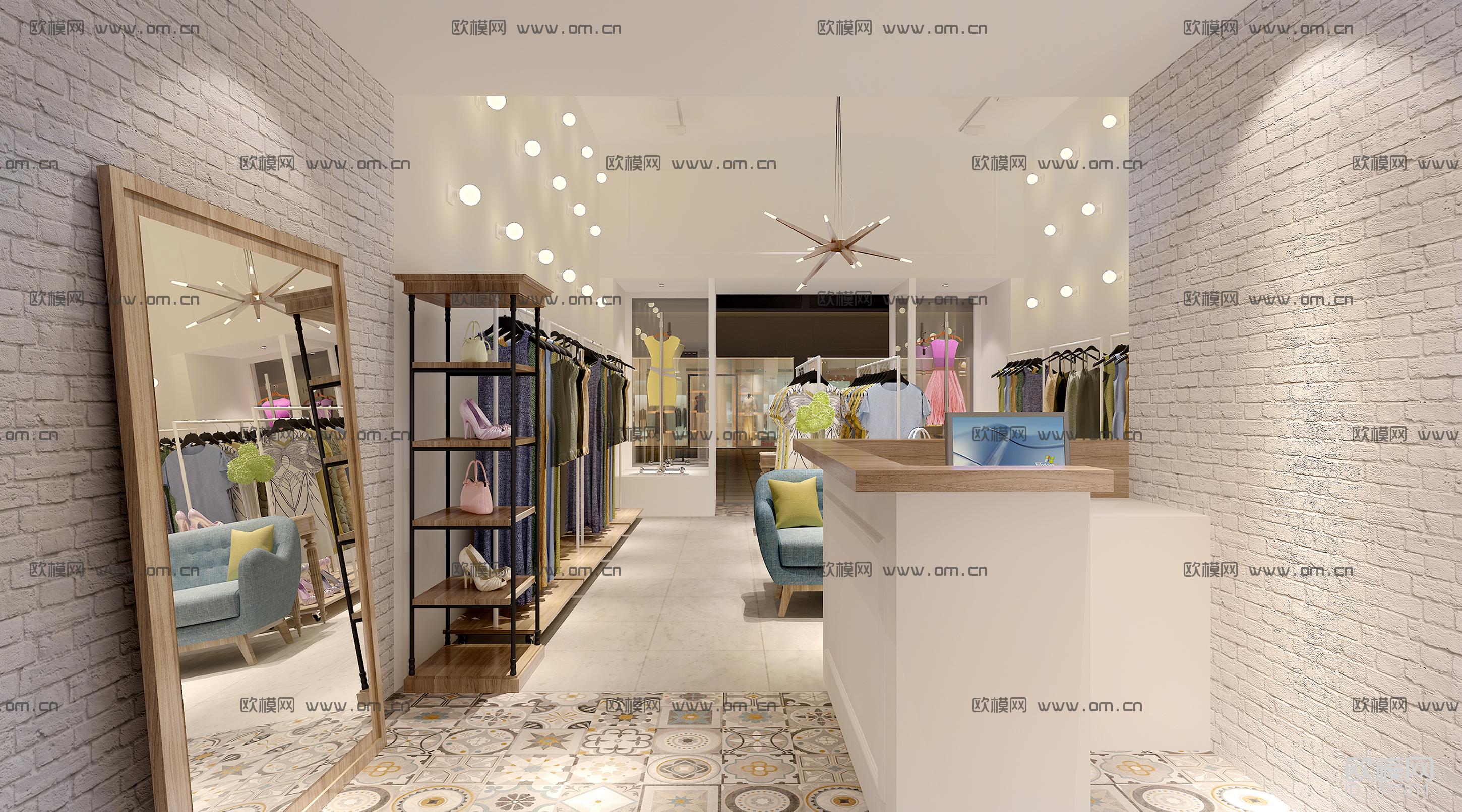 现代服装店门面组合3D模型ID：377811.jpeg
