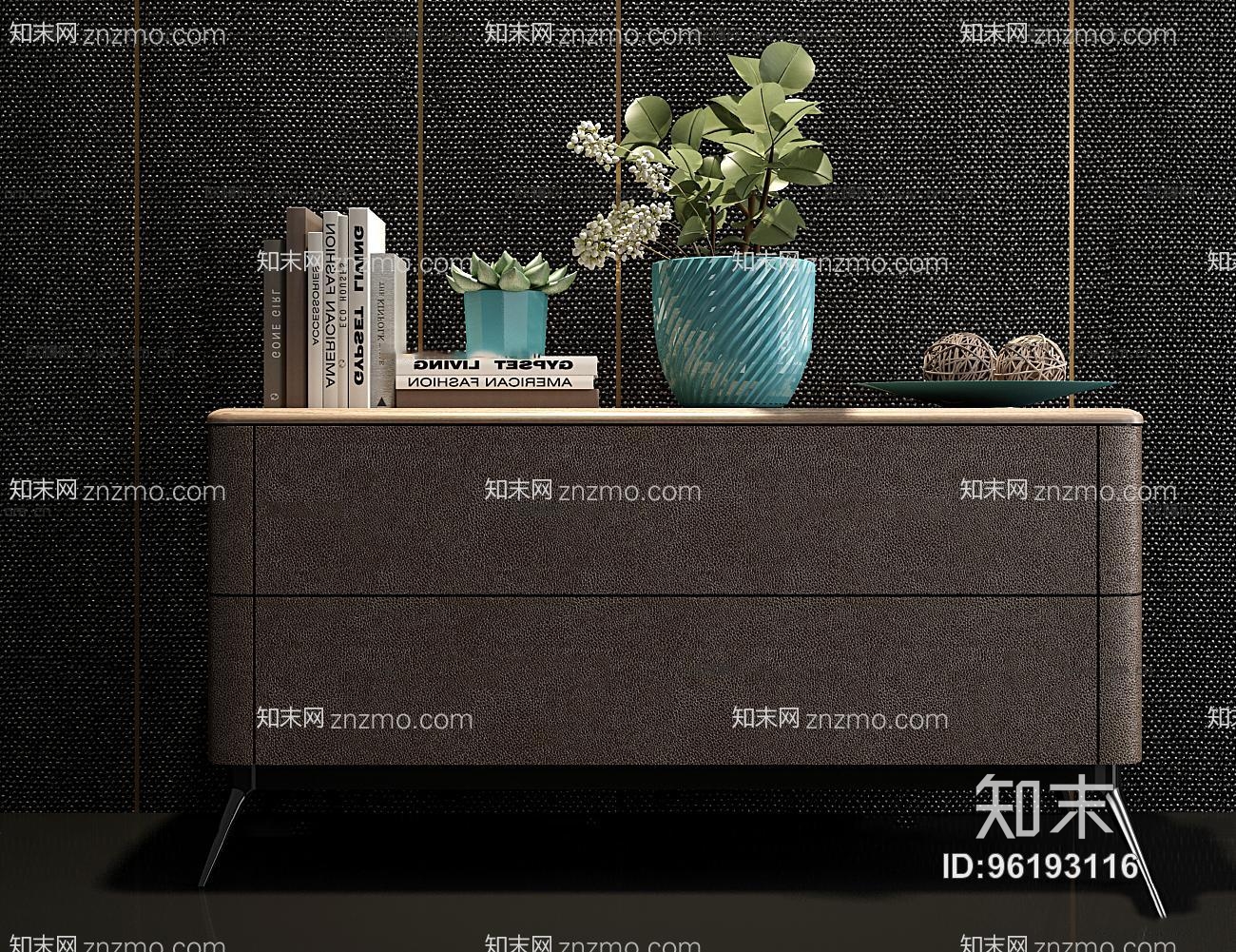 现代皮革边柜花瓶组合3D模型.jpg